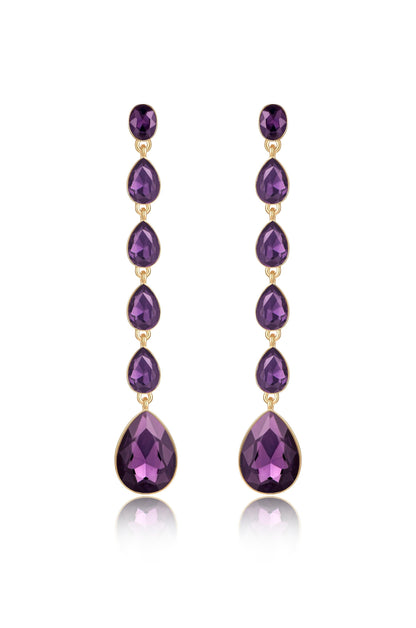 Crystallized Drop Earrings - Amethyst Crystal with 18k Gold Plating | Ettika