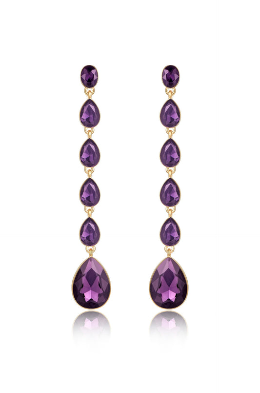Crystallized Drop Earrings - Amethyst Crystal with 18k Gold Plating | Ettika
