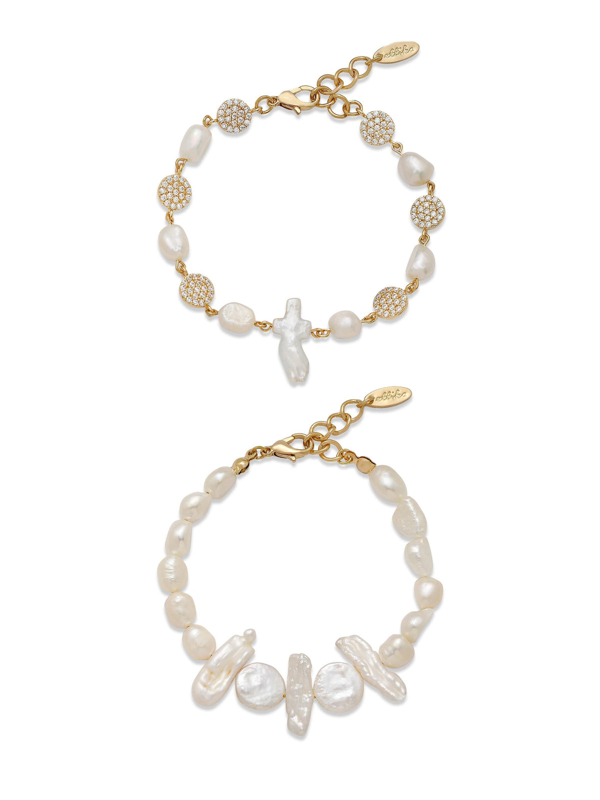 Freshwater Favorites Pearl Bracelet Set - Pearl with 18k Gold Plating | Ettika