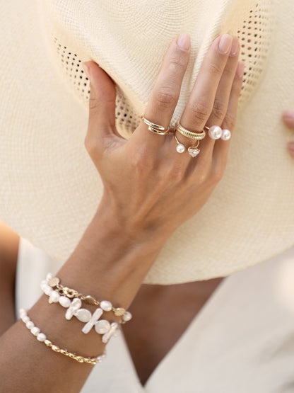 Freshwater Favorites Pearl Bracelet Set - Pearl with 18k Gold Plating | Ettika