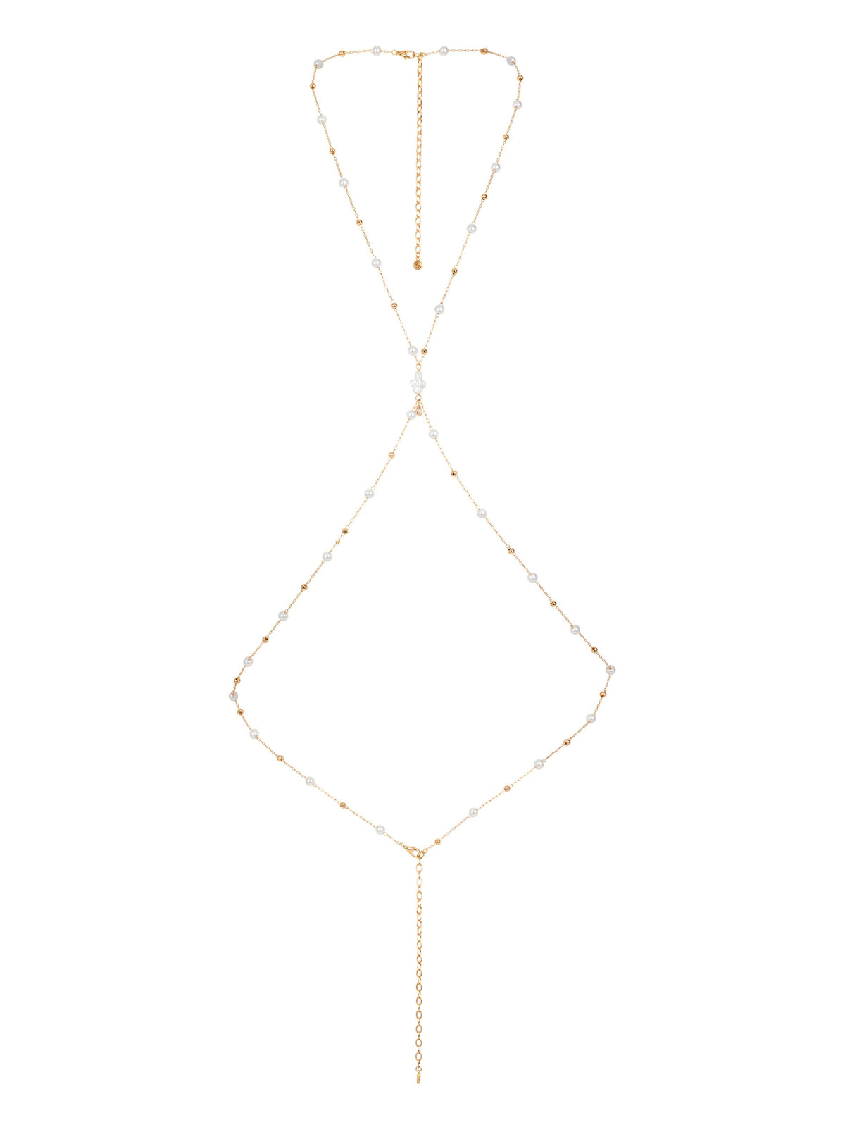 Sunshine Coast Pearl Body Chain - Pearl with Gold Tone | Ettika