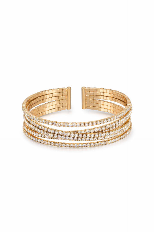Crystal Strand Cuff - Clear Crystals | Ettika