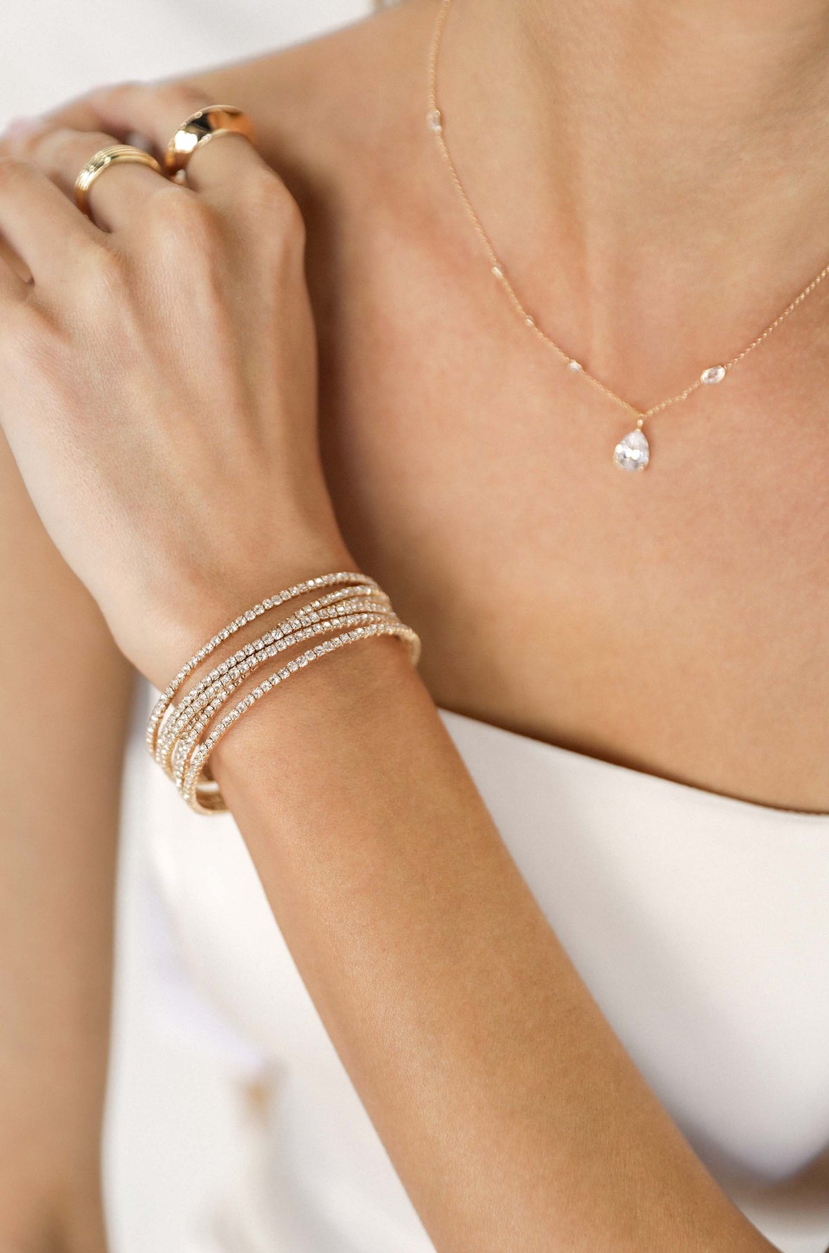 Crystal Strand Cuff - Clear Crystals | Ettika