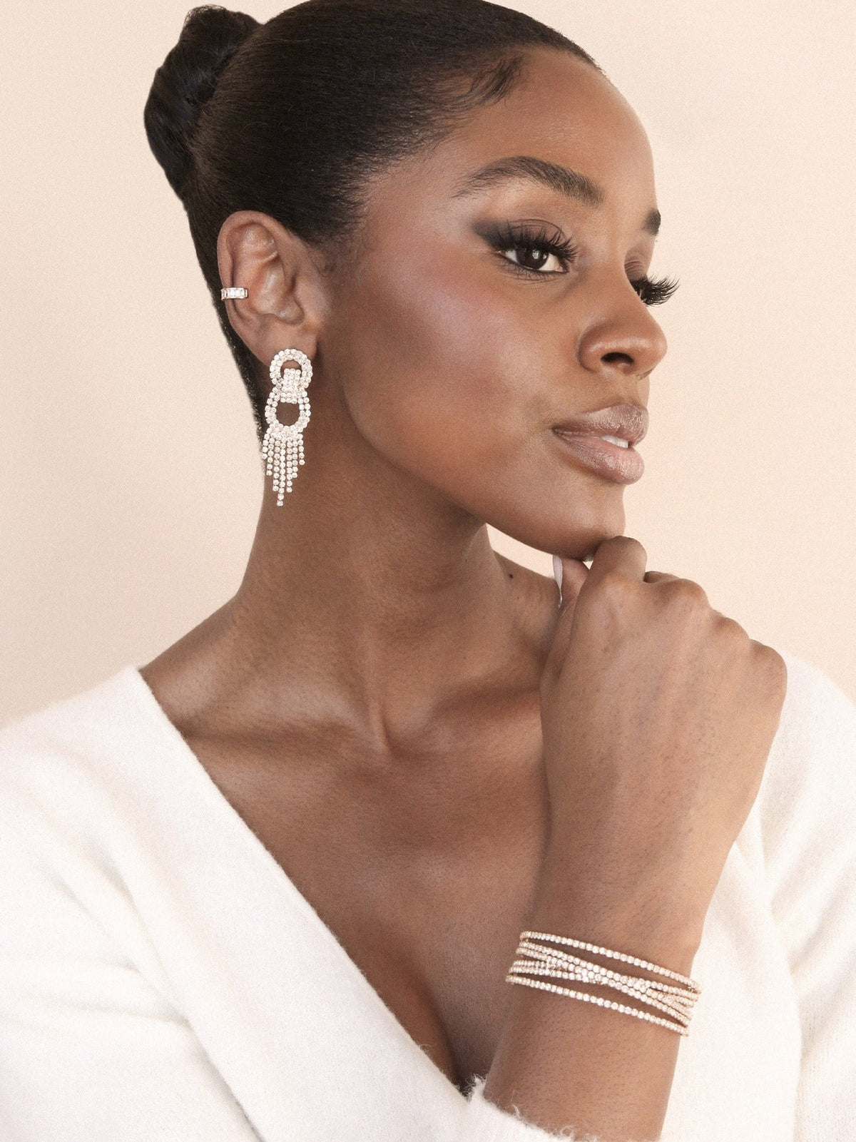 Crystal Strand Cuff - Clear Crystals | Ettika