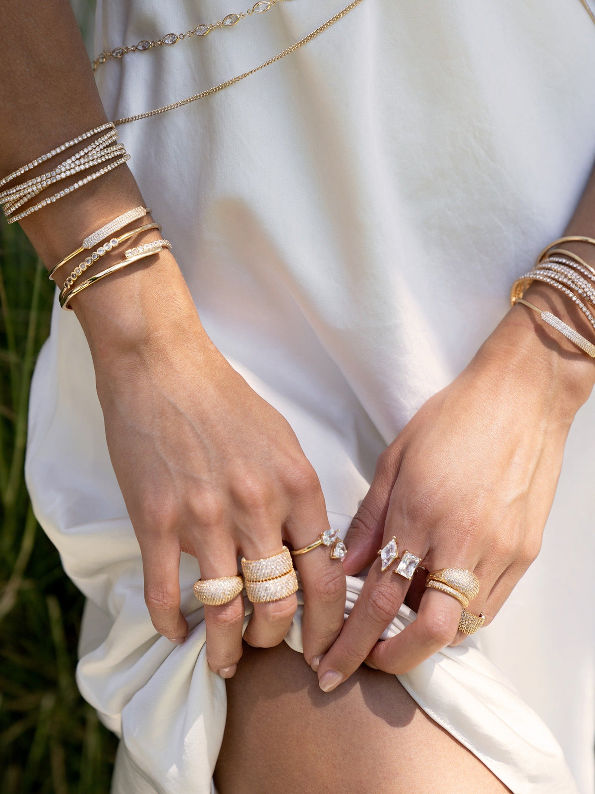 Crystal Strand Cuff - Clear Crystals | Ettika