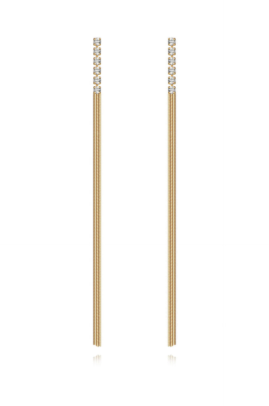 Streamline Dangle Earrings - Clear Crystals | Ettika