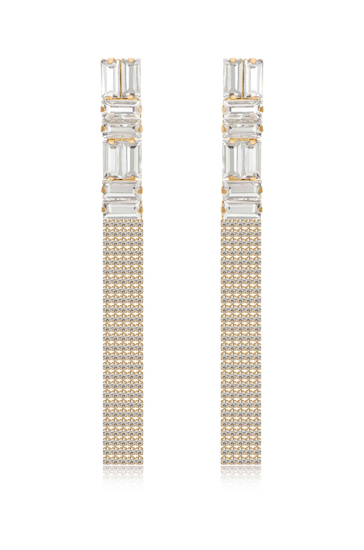 Art Deco Crystal Chain Earrings - Clear Crystals | Ettika