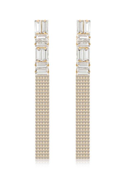 Art Deco Crystal Chain Earrings - Clear Crystals | Ettika