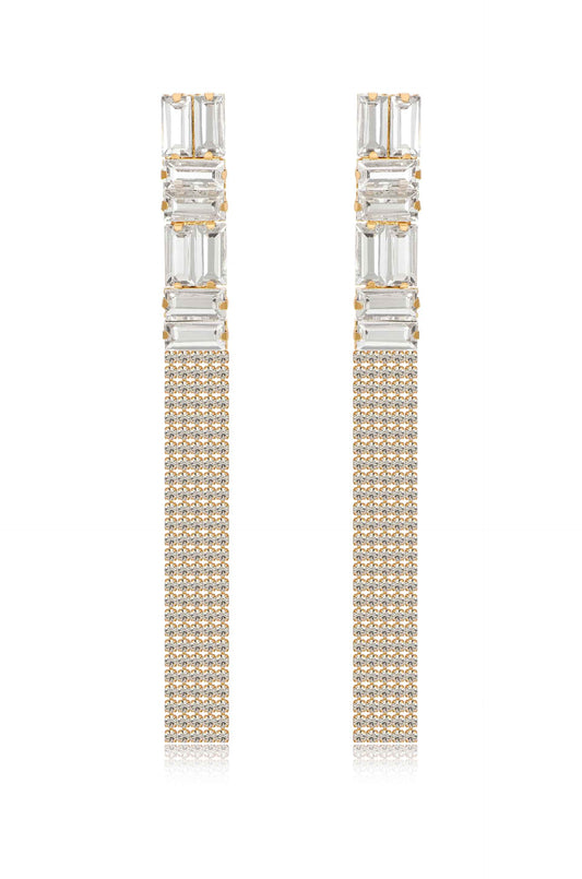 Art Deco Crystal Chain Earrings - Clear Crystals | Ettika