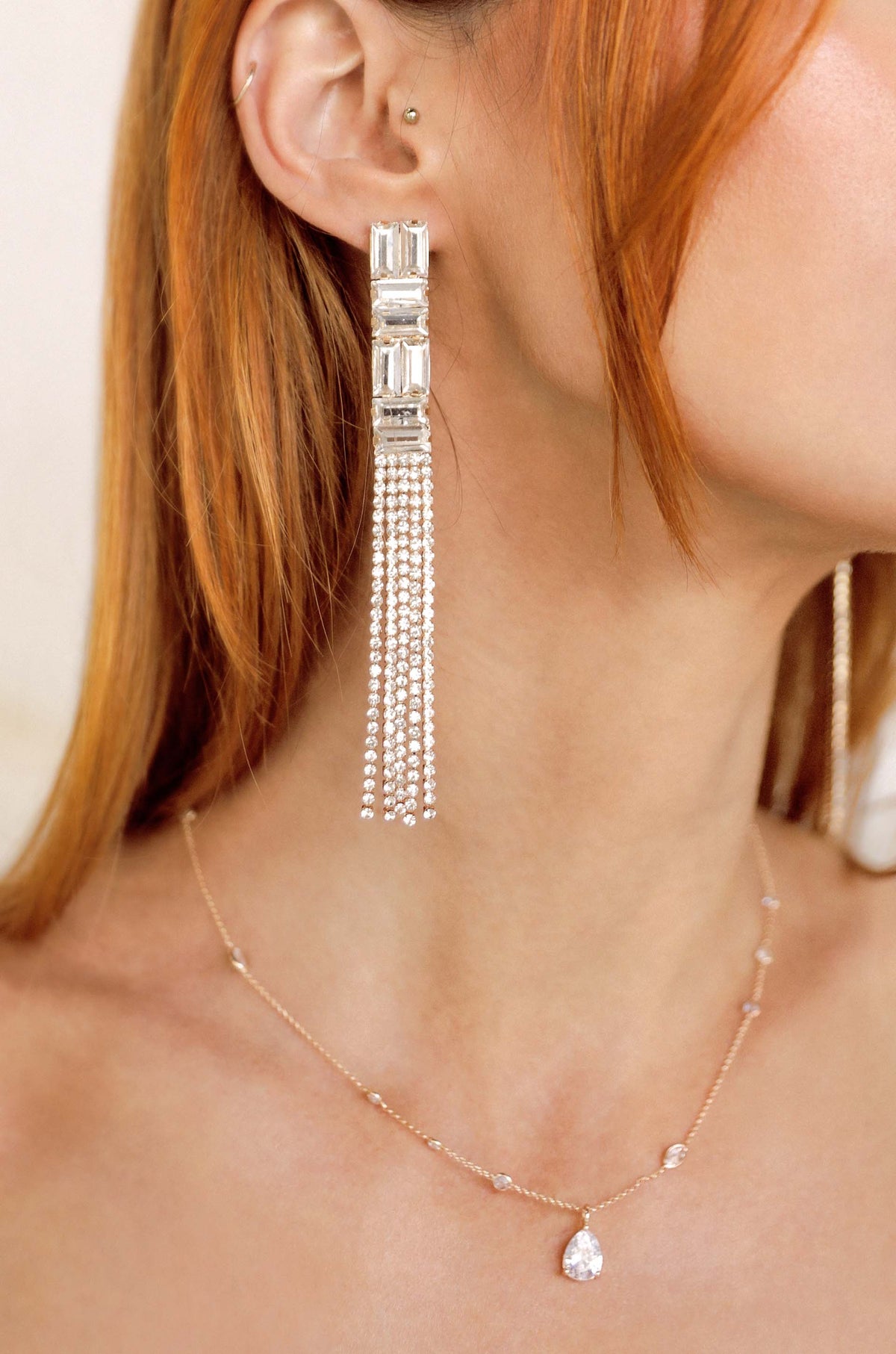 Art Deco Crystal Chain Earrings - Clear Crystals | Ettika