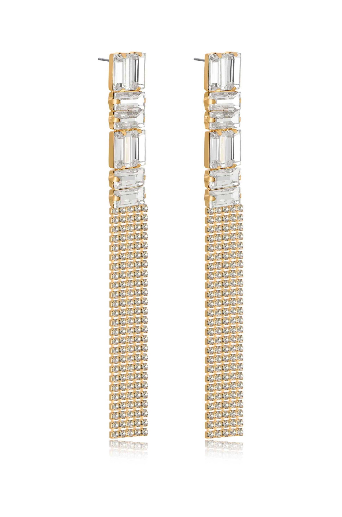 Art Deco Crystal Chain Earrings - Clear Crystals | Ettika