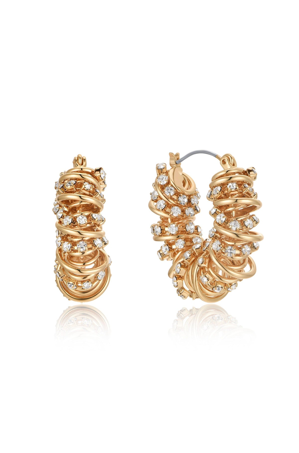 Swirling Crystal Cluster Hoop Earrings - Clear Crystals | Ettika