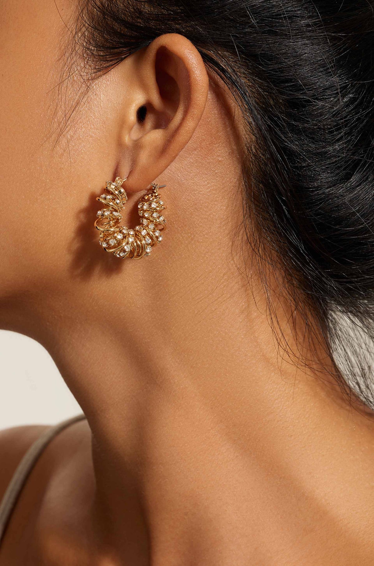 Swirling Crystal Cluster Hoop Earrings - Clear Crystals | Ettika