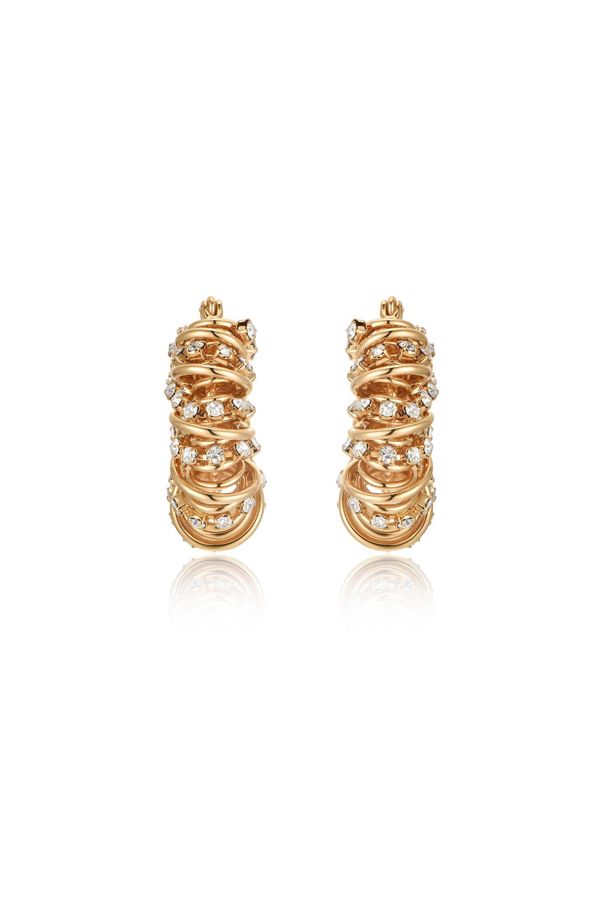 Swirling Crystal Cluster Hoop Earrings - Clear Crystals | Ettika