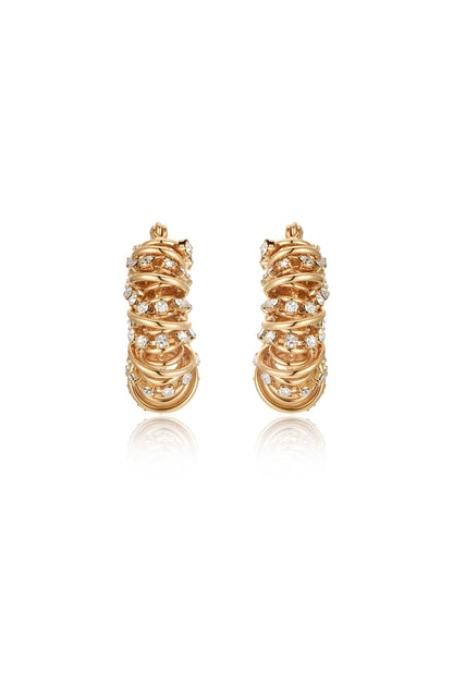 Swirling Crystal Cluster Hoop Earrings - Clear Crystals | Ettika