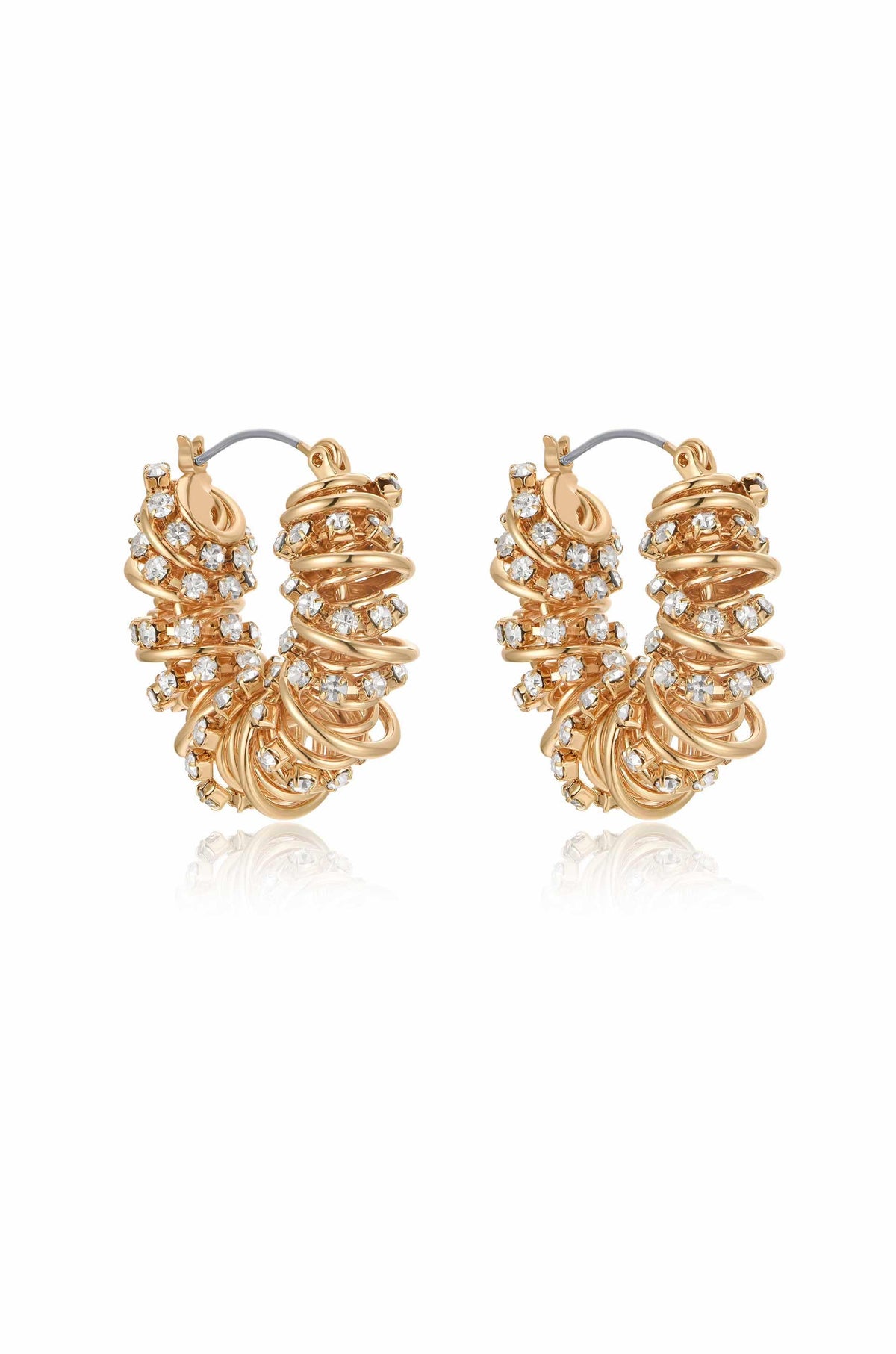 Swirling Crystal Cluster Hoop Earrings - Clear Crystals | Ettika