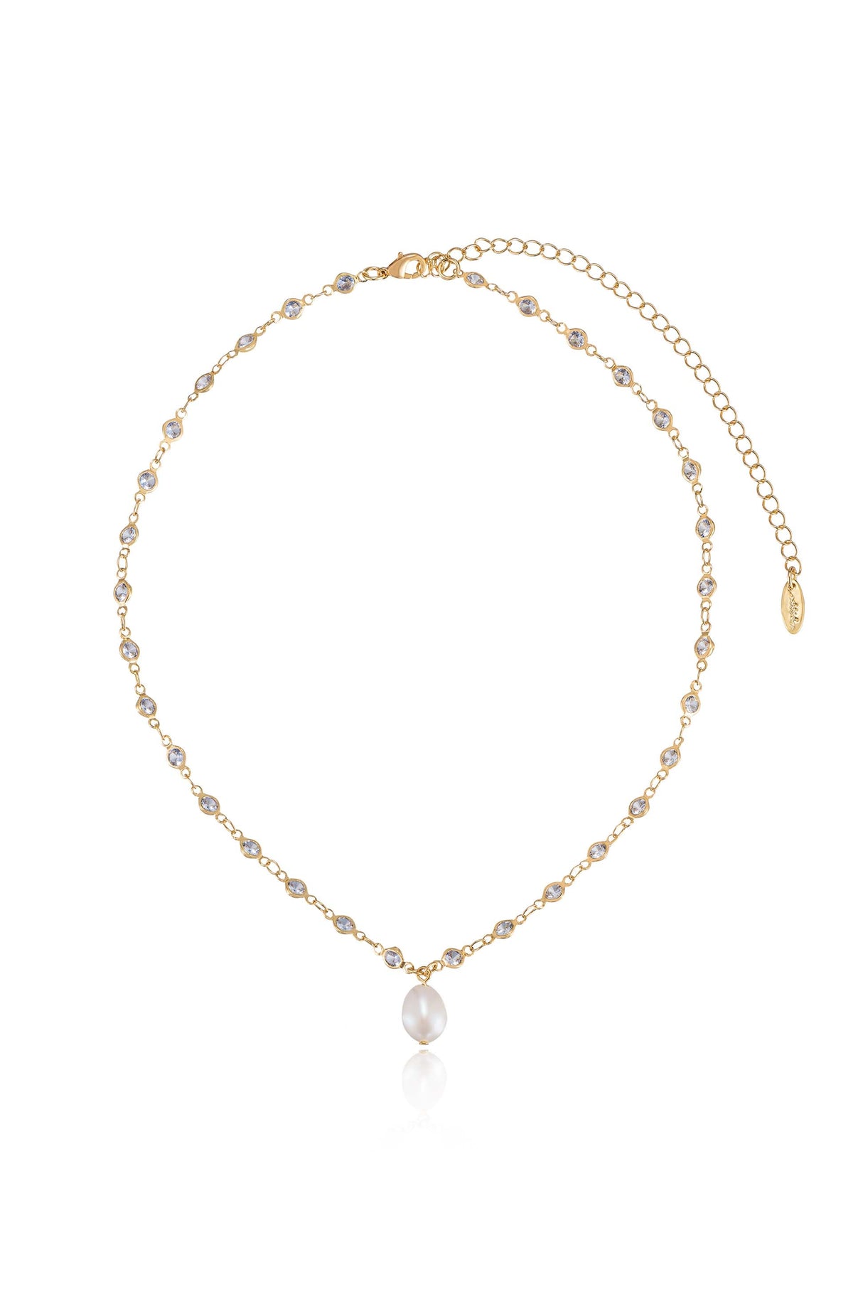 Crystal Spark and Ball Chain Necklace Set - Pearl | Ettika