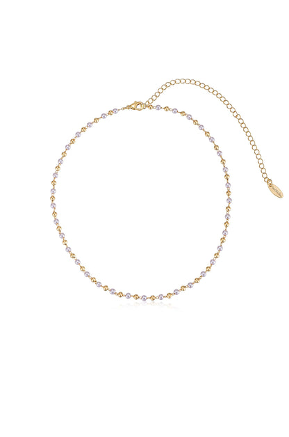 Crystal Spark and Ball Chain Necklace Set - Pearl | Ettika