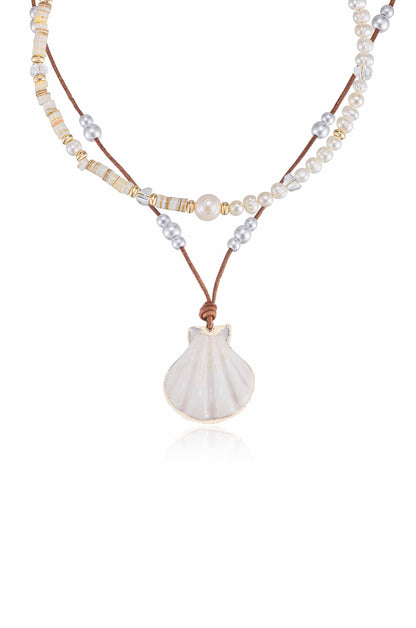 Beach Days Shell Pendant Necklace Set - Shell with 18k Gold Plating | Ettika