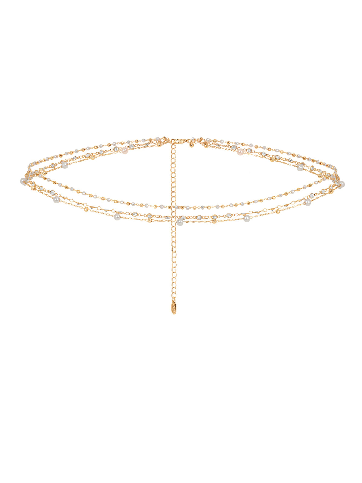 Extended Vacation Pearl Body Chain - Pearl with Gold Tone | Ettika