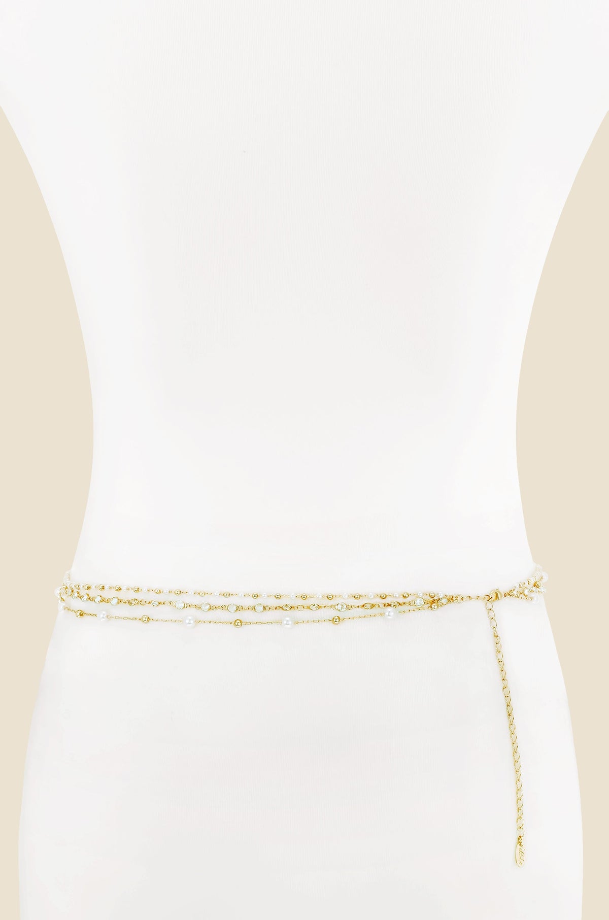 Extended Vacation Pearl Body Chain - Pearl with Gold Tone | Ettika