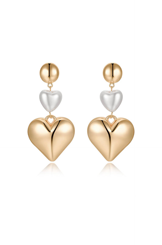 Spread the Love Pearl Heart Dangle Earrings - Pearl | Ettika