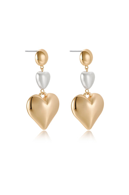 Spread the Love Pearl Heart Dangle Earrings - Pearl | Ettika