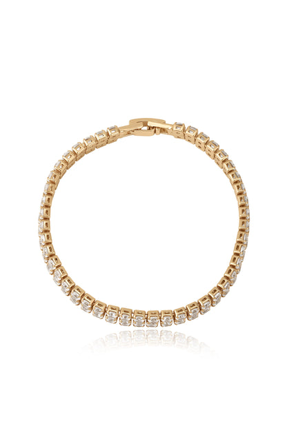 Crystal Double Layered Tennis Bracelet - Clear Crystal with 18k Gold Plating | Ettika