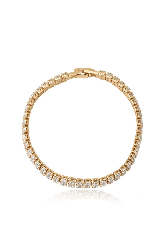 Crystal Double Layered Tennis Bracelet - Clear Crystal with 18k Gold Plating | Ettika