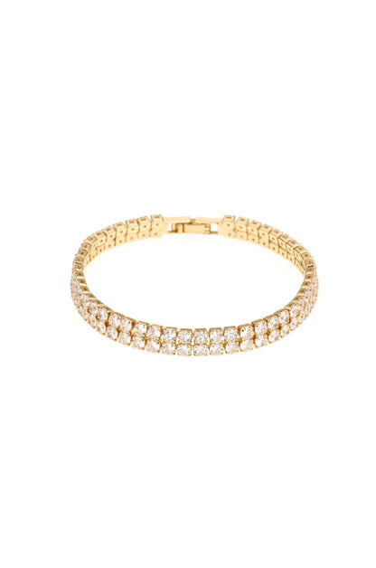 Crystal Double Layered Tennis Bracelet - Clear Crystal with 18k Gold Plating | Ettika