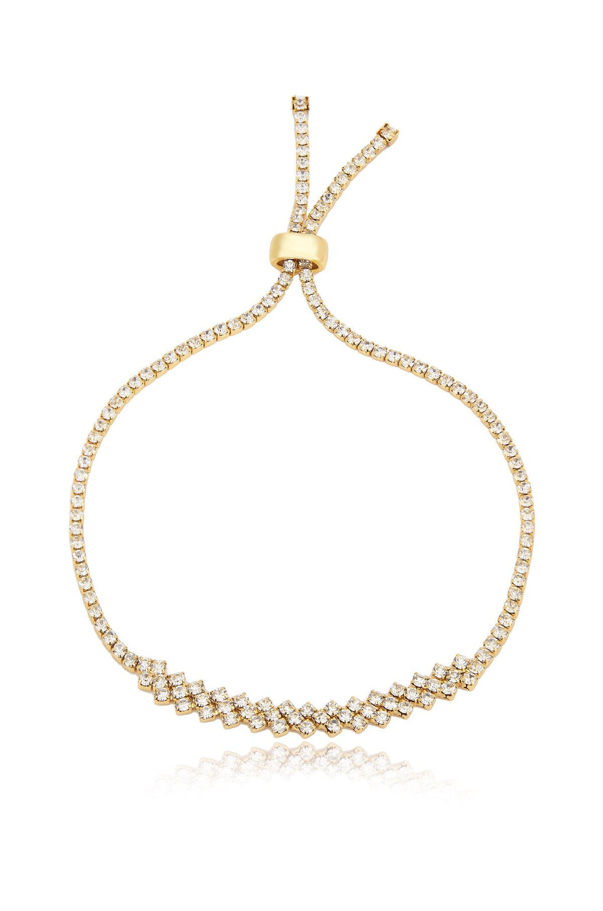 Delicate Shine Adjustable Bracelet - Clear Crystal with 18k Gold Plating | Ettika