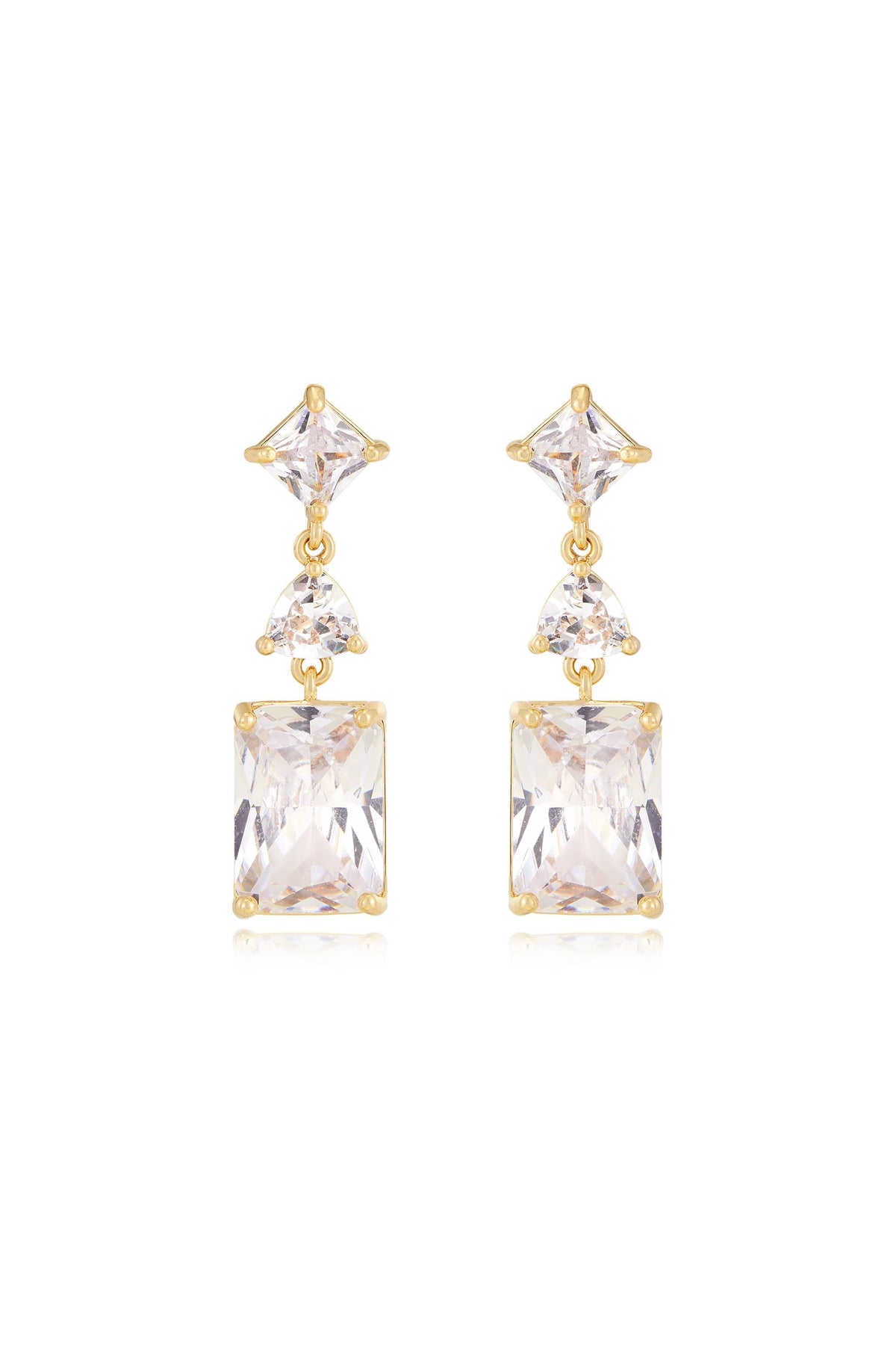 Reflective Crystal Dangle Earrings - Clear Crystals | Ettika