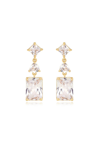 Reflective Crystal Dangle Earrings - Clear Crystals | Ettika