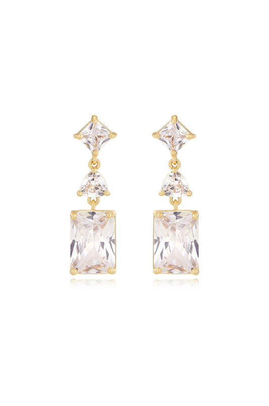 Reflective Crystal Dangle Earrings - Clear Crystals | Ettika