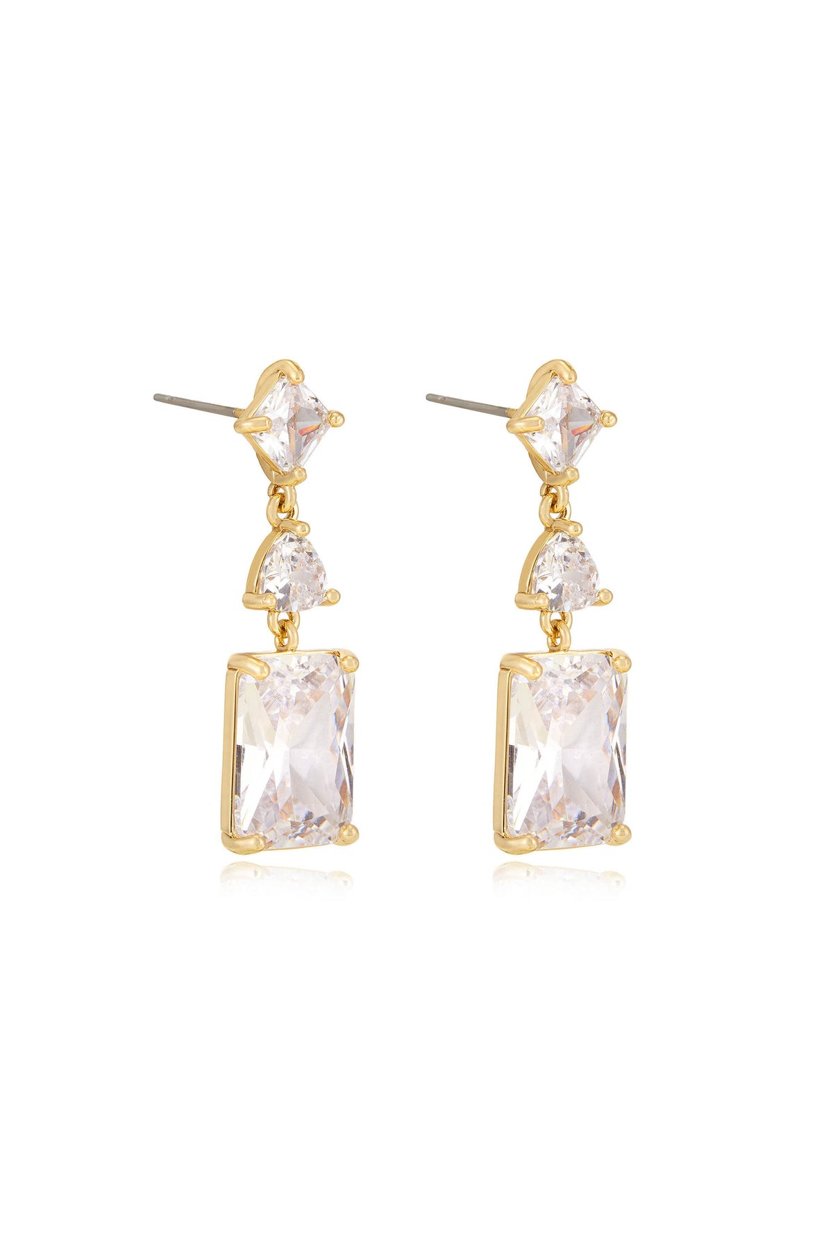 Reflective Crystal Dangle Earrings - Clear Crystals | Ettika