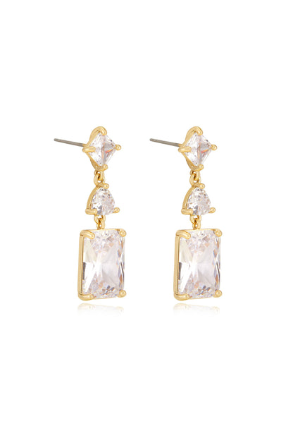 Reflective Crystal Dangle Earrings - Clear Crystals | Ettika