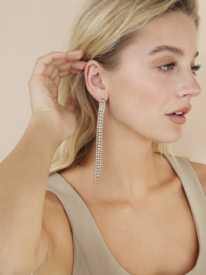 Your Moment Crystal Dangle Earrings - Clear Crystals | Ettika