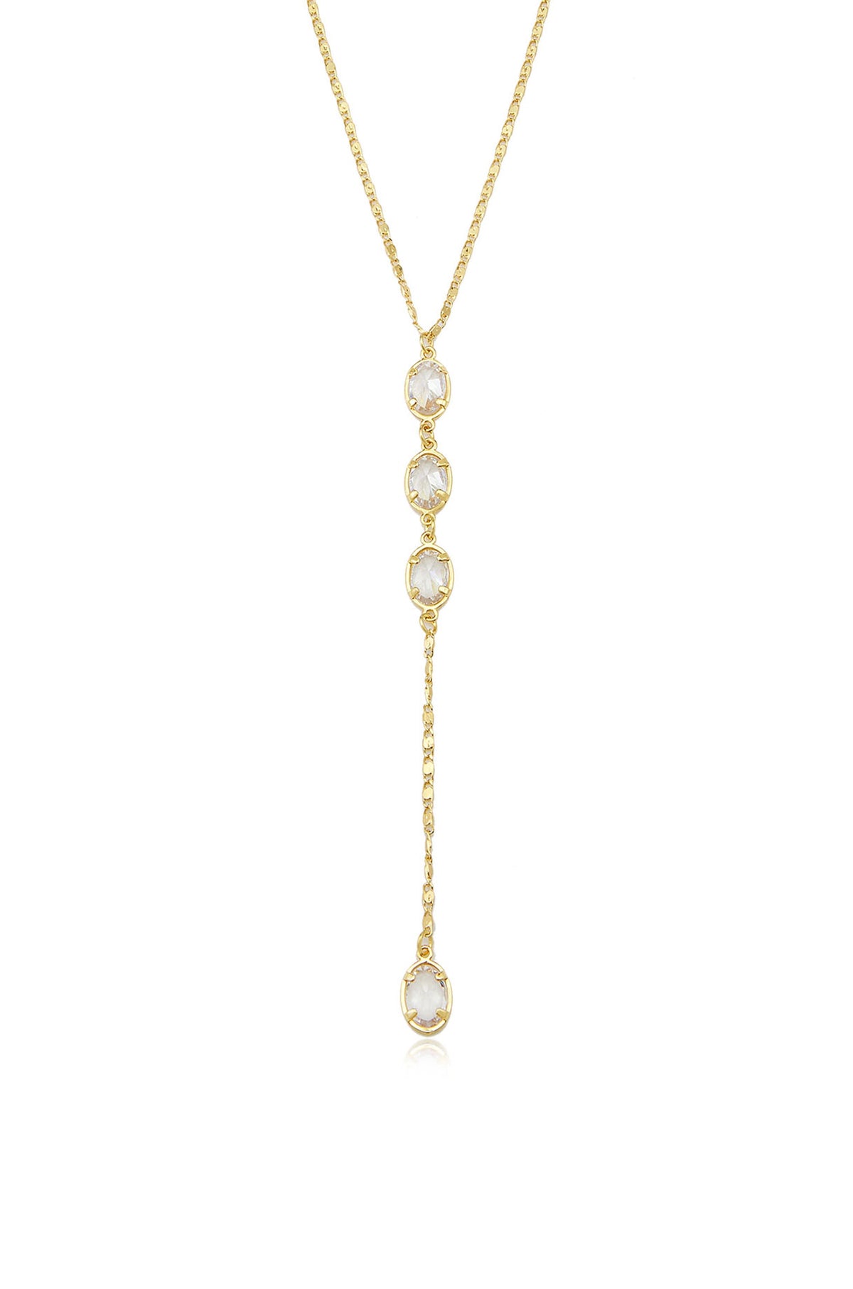 Sparkle Dip Lariat - Clear Crystal with 18k Gold Plating | Ettika