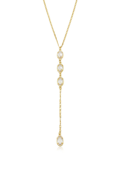 Sparkle Dip Lariat - Clear Crystal with 18k Gold Plating | Ettika