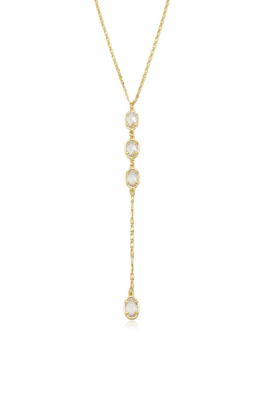 Sparkle Dip Lariat - Clear Crystal with 18k Gold Plating | Ettika