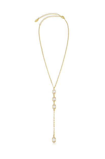 Sparkle Dip Lariat - Clear Crystal with 18k Gold Plating | Ettika