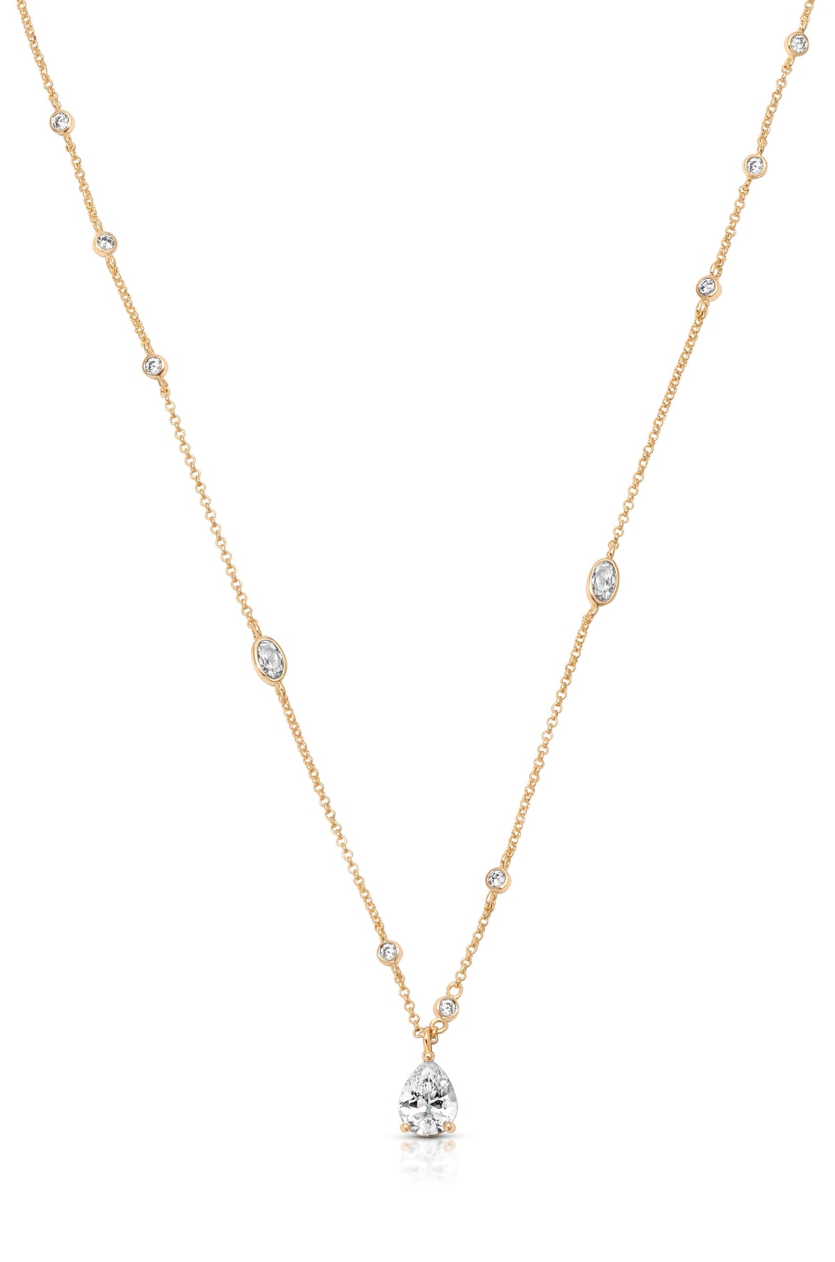 Delicate Crystal Pendant Necklace - Clear Crystals | Ettika