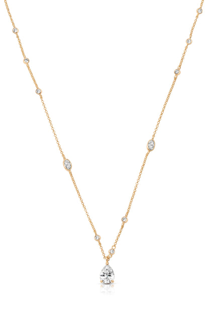 Delicate Crystal Pendant Necklace - Clear Crystals | Ettika