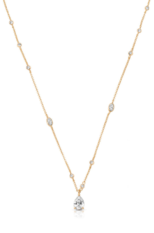 Delicate Crystal Pendant Necklace - Clear Crystals | Ettika