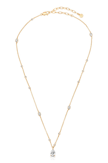 Delicate Crystal Pendant Necklace - Clear Crystals | Ettika