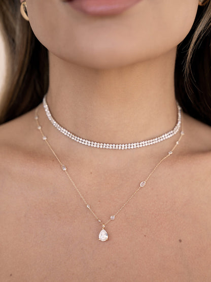Delicate Crystal Pendant Necklace - Clear Crystals | Ettika
