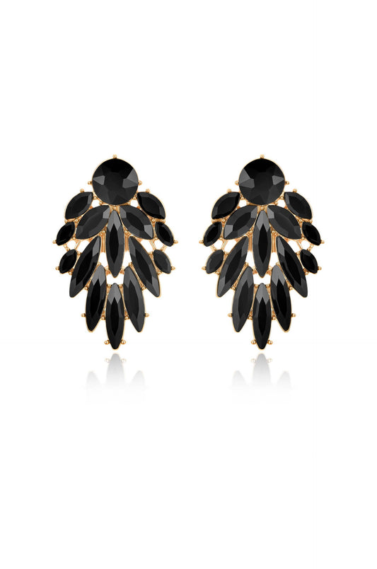 Cry Me A River Earrings - Black Crystal with 18k Gold Plating | Ettika
