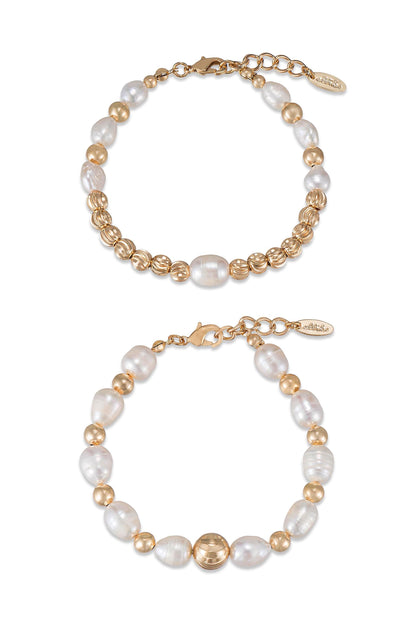 Perfect Days Freshwater Pearl Bracelet Set - Pearl with 18k Gold Plating | Ettika