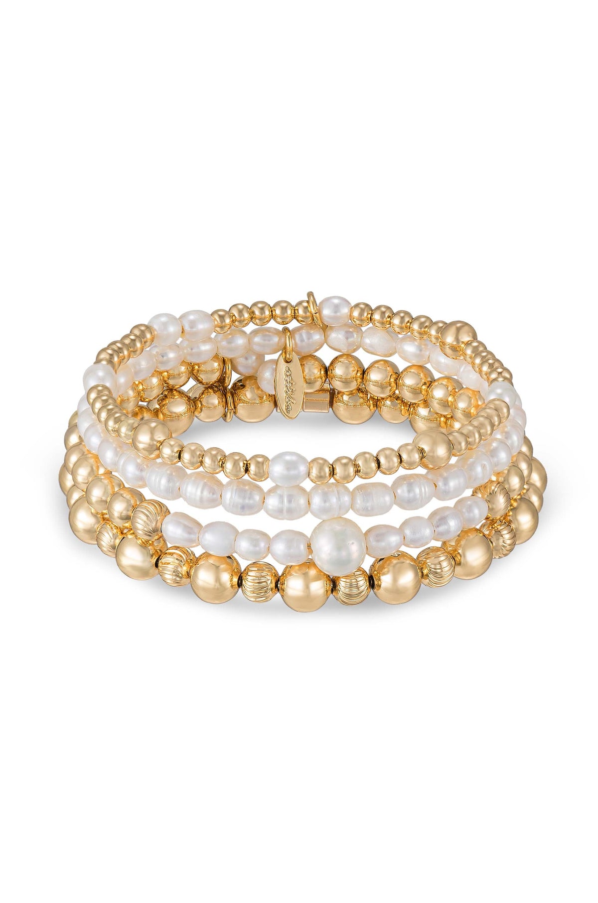 Freshwater Pearl Party Bracelet Set - Pearl with 18k Gold Plating | Ettika