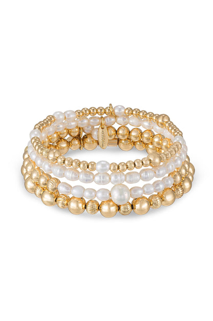 Freshwater Pearl Party Bracelet Set - Pearl with 18k Gold Plating | Ettika